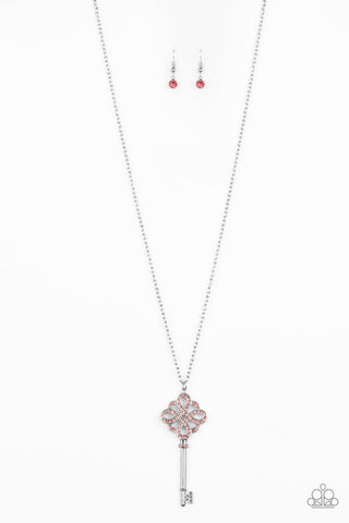 Paparazzi Necklace - Unlocked - Pink  (May 2020 Life Of The Party) - SHOPBLINGINGPRETTY