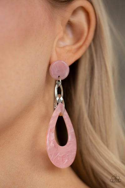 Paparazzi Earrings- Beach Oasis - Pink - SHOPBLINGINGPRETTY