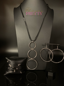 Paparazzi Necklace, Earring & Bracelet - Black Set