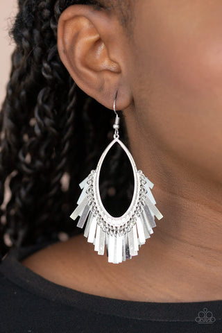 Paparazzi Earrings  - Fine-Tuned Machine - Silver