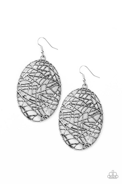 Paparazzi Earrings - Way Out Of Line - Silver