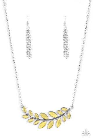 Paparazzi Necklaces - Frosted Foliage- Yellow