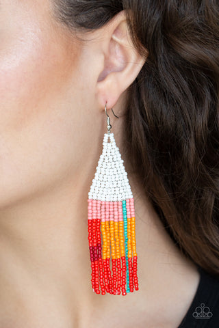 Paparazzi Earrings - Beaded Boho - White - SHOPBLINGINGPRETTY