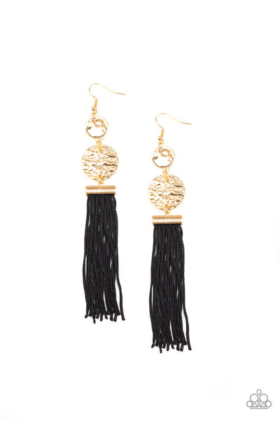 Paparazzi Earrings - Lotus Gardens - Black Gold - SHOPBLINGINGPRETTY