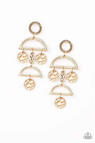 Paparazzi Earring - Incan Eclipse - Gold - SHOPBLINGINGPRETTY