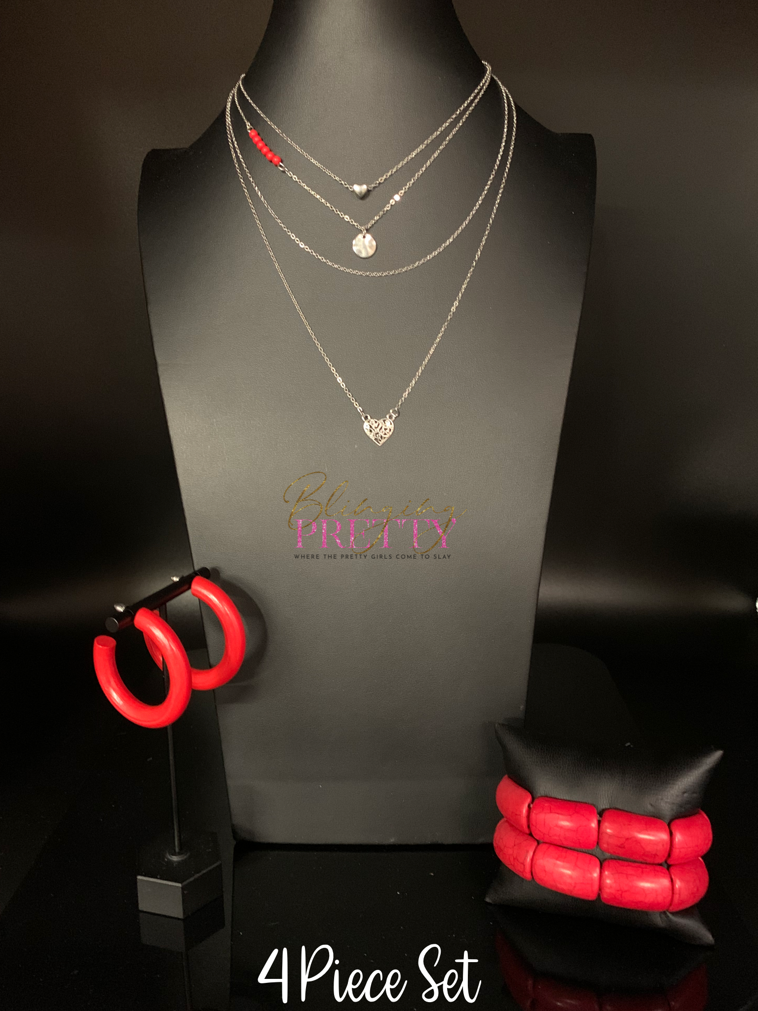 Paparazzi Necklace & Bracelet Set - Red