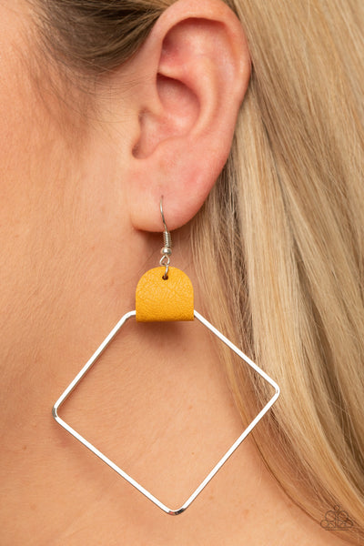 Paparazzi Earrings - Friends Of A Leather - Yellow