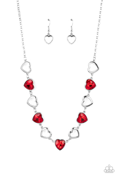 Paparazzi Necklace & Bracelet Set - Contemporary Cupid & Sentimental Sweetheart- Red