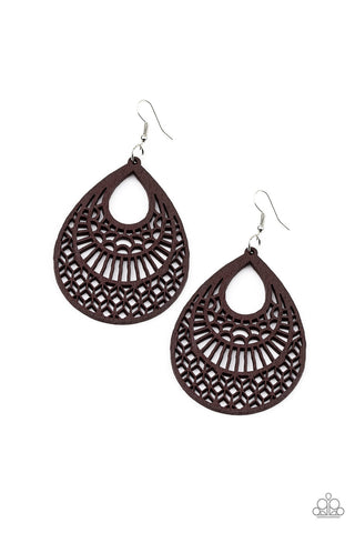 Paparazzi Earrings- Shoulda Coulda WOODa - Brown - SHOPBLINGINGPRETTY