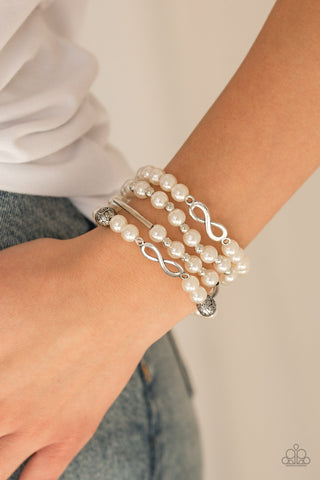 Paparazzi Bracelet-Limitless Luxury - White - SHOPBLINGINGPRETTY