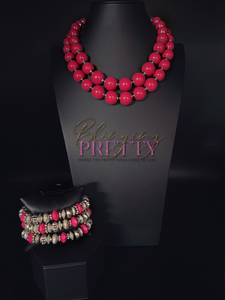 Paparazzi Necklace & Bracelet Pink Set