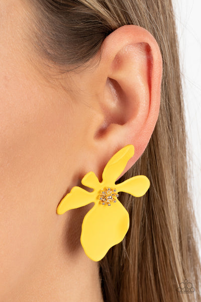 Paparazzi Earrings - Hawaiian Heiress - Yellow