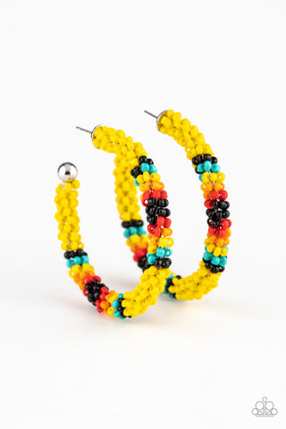 Paparazzi  Earrings - Bodaciously Beaded - Yellow - SHOPBLINGINGPRETTY