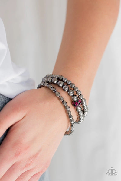 Paparazzi Bracelet - Noticeably Noir - Pink