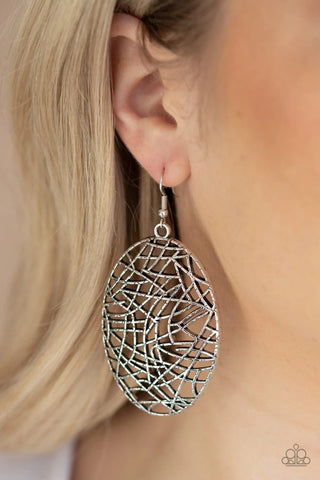 Paparazzi Earrings - Way Out Of Line - Silver