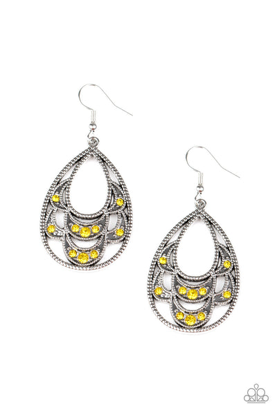 Paparazzi  Earrings - Malibu Macrame - Yellow