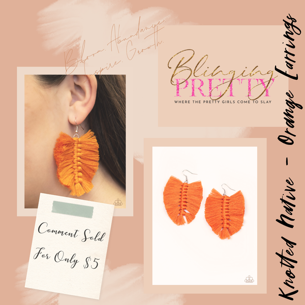 Paparazzi Earrings - Knotted Native - Orange - SHOPBLINGINGPRETTY