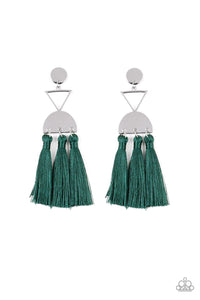 Paparazzi Earrings - Tassel Trippin - Green - SHOPBLINGINGPRETTY