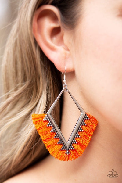 Paparazzi Earrings-When In Peru - Orange - SHOPBLINGINGPRETTY