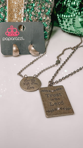 Paparazzi Necklace - All About Trust - Brass