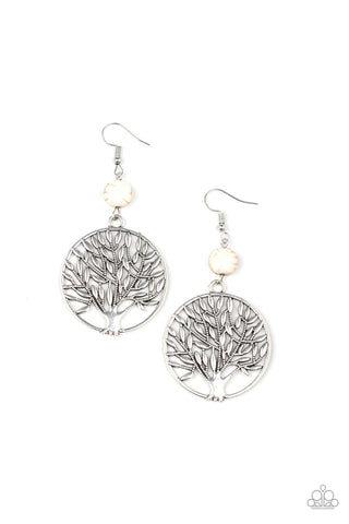 Paparazzi  Earrings - Bountiful Branches - white - SHOPBLINGINGPRETTY