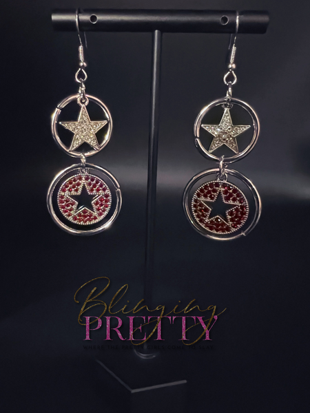 Paparazzi Earrings -  Liberty and SPARKLE for All - Red