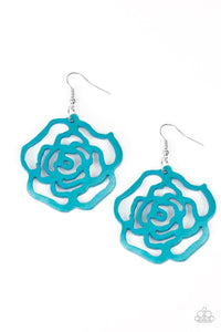 Paparazzi Earrings -Island Rose - Blue - SHOPBLINGINGPRETTY