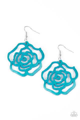 Paparazzi Earrings -Island Rose - Blue - SHOPBLINGINGPRETTY