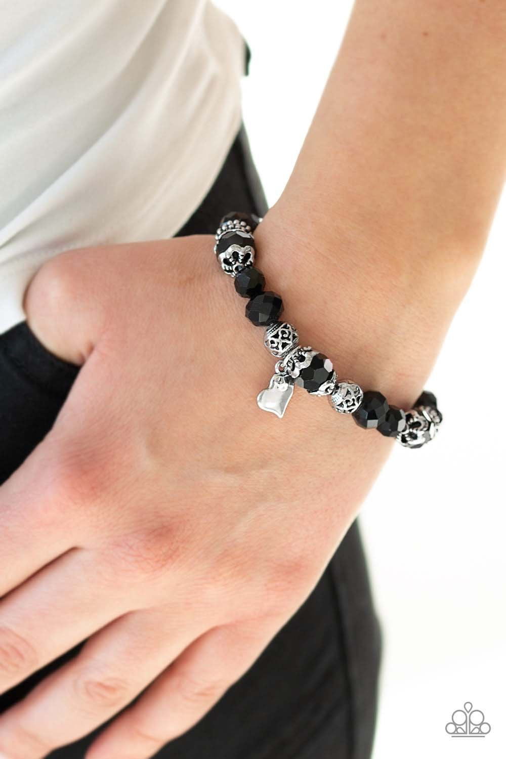 Paparazzi Bracelet -Right On The Romance - Black - SHOPBLINGINGPRETTY