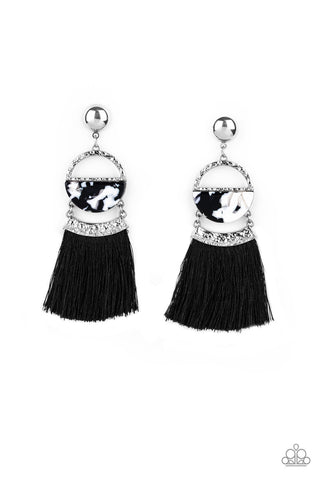 Paparazzi Earrings-  Tassel Trot - Black - SHOPBLINGINGPRETTY