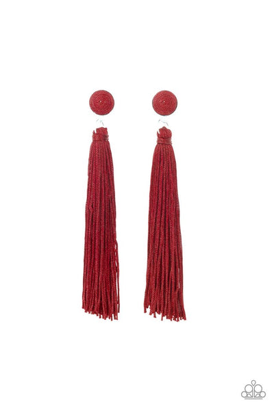 Paparazzi Earrings - Tightrope Tassel - Red - SHOPBLINGINGPRETTY