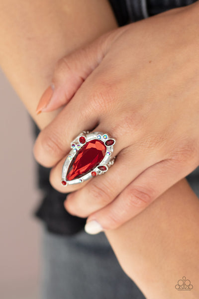 Paparazzi Rings - Sparkle Smitten - Red - SHOPBLINGINGPRETTY