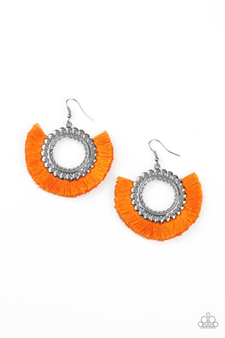 Paparazzi Earrings - Fringe Fanatic - Orange - SHOPBLINGINGPRETTY