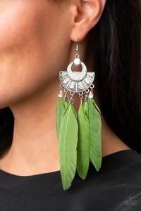 Paparazzi Earrings - Plume Paradise - Green