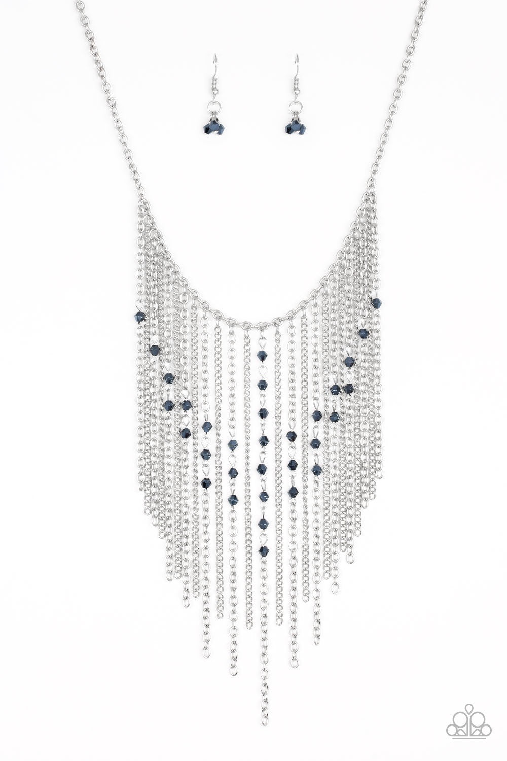 Paparazzi Necklace-First Class Fringe - Blue - SHOPBLINGINGPRETTY