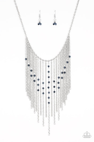 Paparazzi Necklace-First Class Fringe - Blue - SHOPBLINGINGPRETTY