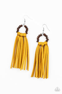 Paparazzi Earrings - Easy To PerSUEDE - Yellow 2020 Convention Exclusives - SHOPBLINGINGPRETTY