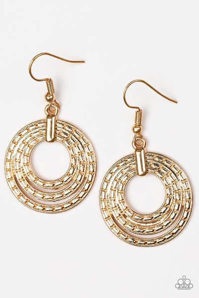 Paparazzi Earrings- Open Plain -Gold - SHOPBLINGINGPRETTY