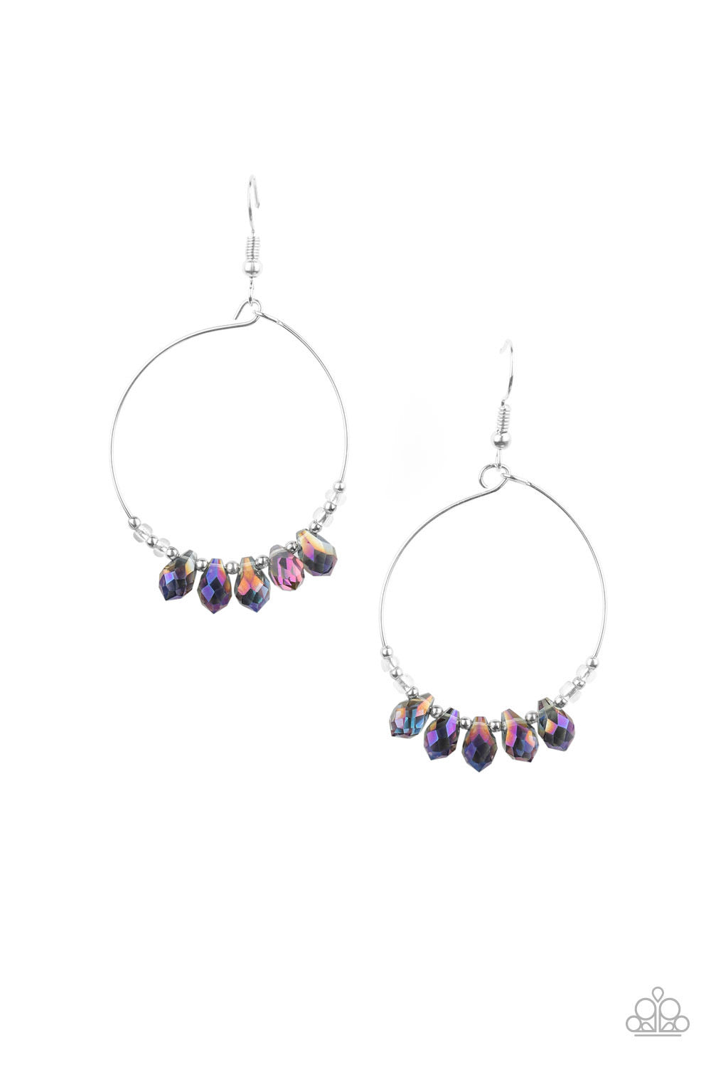 Paparazzi Earrings  -  Holographic Hoops - Purple