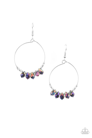 Paparazzi Earrings  -  Holographic Hoops - Purple