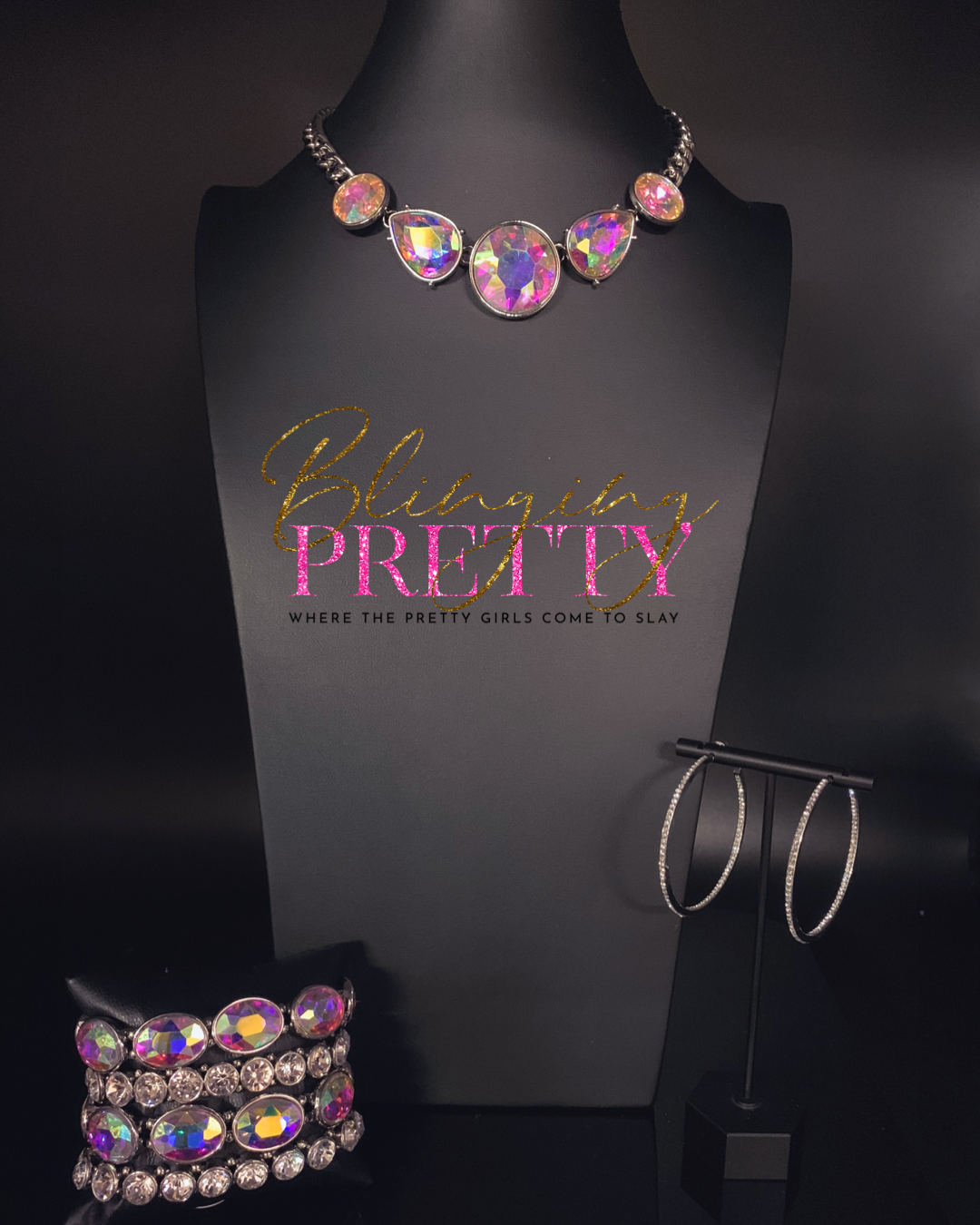 Paparazzi Bracelets, Earring & Necklace Set - Iridescent