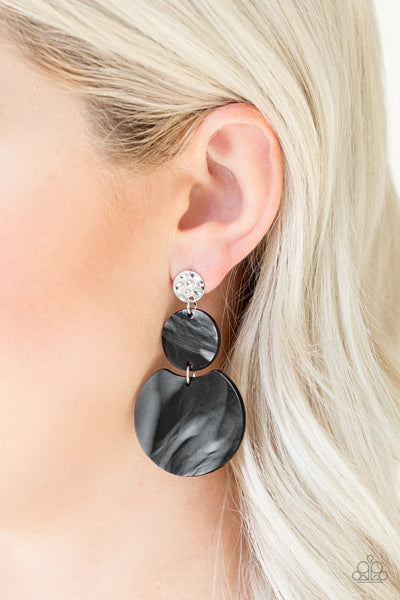 Paparazzi Earrings - Miami Mariner - Black - SHOPBLINGINGPRETTY