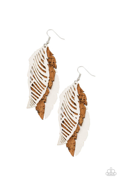 Paparazzi Earrings - WINGING Off The Hook - White