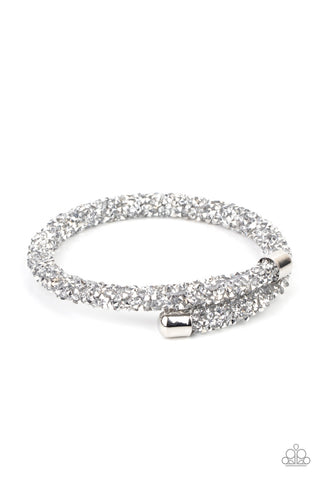 Paparazzi Bracelets - Roll Out The Glitz - Silver (August 2021 Life Of The Party)