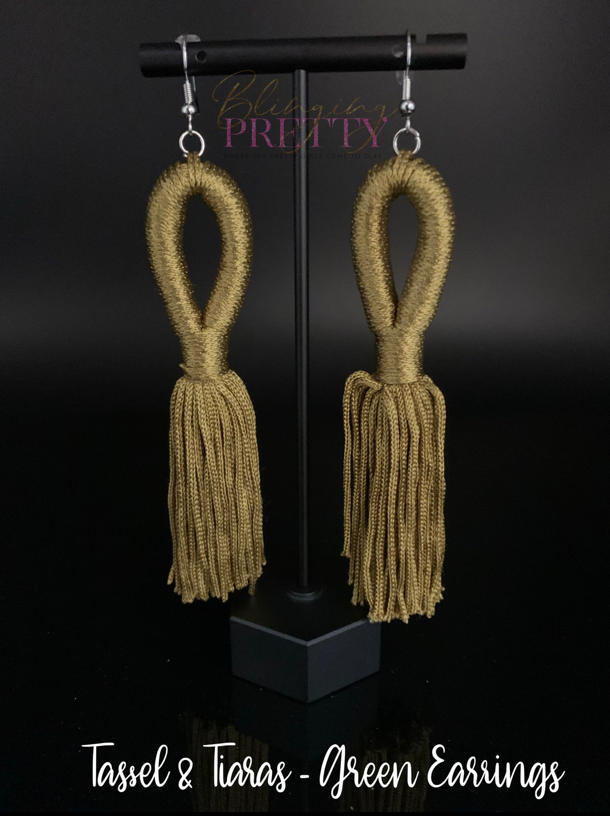 Paparazzi Earrings - Tassels and Tiaras - Green ( Exclusive Cyber Monday 2020)