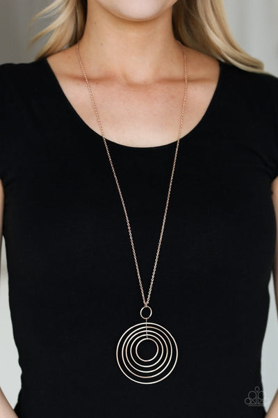 Paparazzi Necklace - Running Circles in My Mind - Rose Gold - SHOPBLINGINGPRETTY