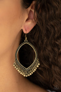 Paparazzi Earrings - Heirloom Harmony - Brass