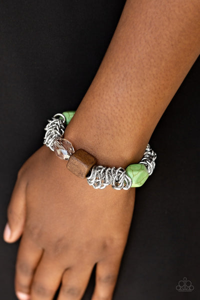 Paparazzi Bracelet- Mesmerizingly Magmatic - Green - SHOPBLINGINGPRETTY