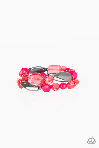 Paparazzi Big-Hearted Beam Pink Bracelet - P9DA-PKXX-070XX – Bling