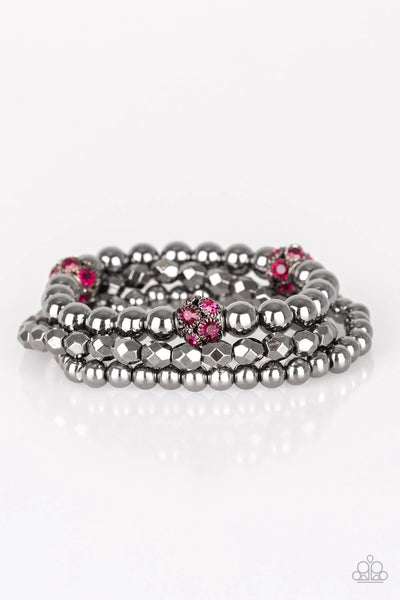 Paparazzi Bracelet - Noticeably Noir - Pink